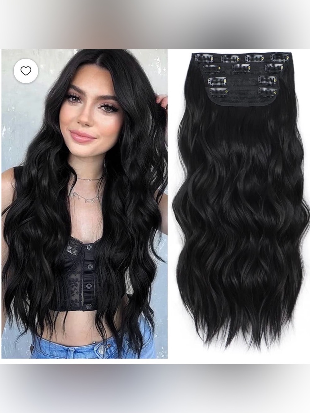 4 piece Clip in Long Wavy Synthetic Hair Extension 24 Inch